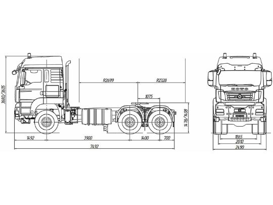 1.3.2.21тягач howo t5g 6×6zz4407v395ge1 adr