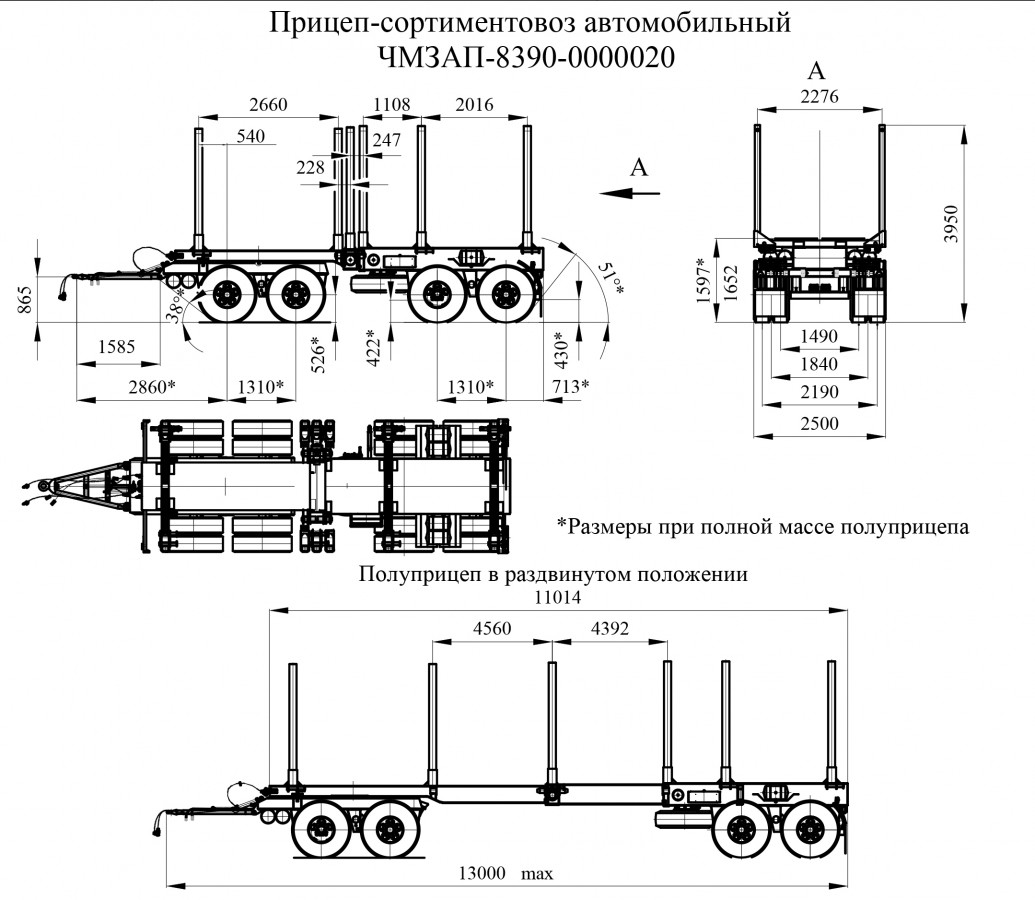 Прицеп-сортиментовоз чмзап 8390 по спецификации 020