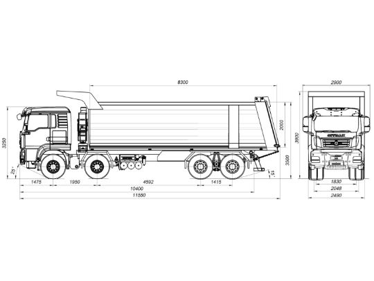 2.3.2.02самосвал sitrak c7h 8×4 zz3316v466meуглевоз 38 куб.м