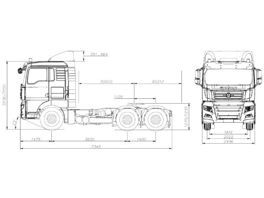Тягач sitrak c7h 6×4 zz4256v364he adr