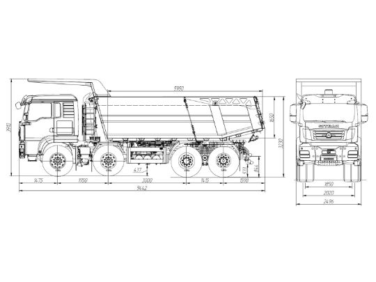 Самосвал sitrak c7h 8×4 zz3316v306me скальный 23 куб.м