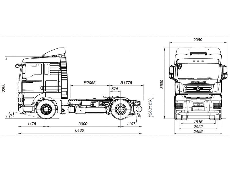 Тягач sitrak c7h 4×2 zz4186v391he