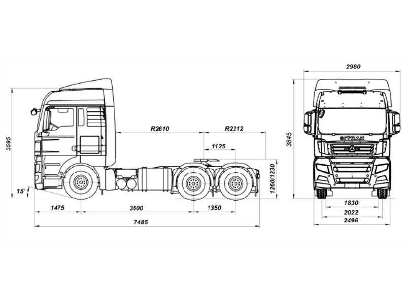 Тягач sitrak c7h 6×4 zz4256v364he