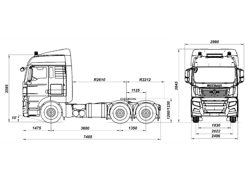 Тягач sitrak c7h 6×2 zz4256v363he adr